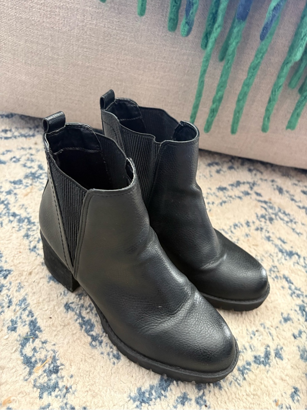 MIA Black Leather Chelsea Ankle Booties